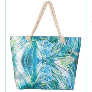 🎉Host Pick🎉 NWT Beautiful Swirls of Abstract Lines In Blues & Greens Tote!